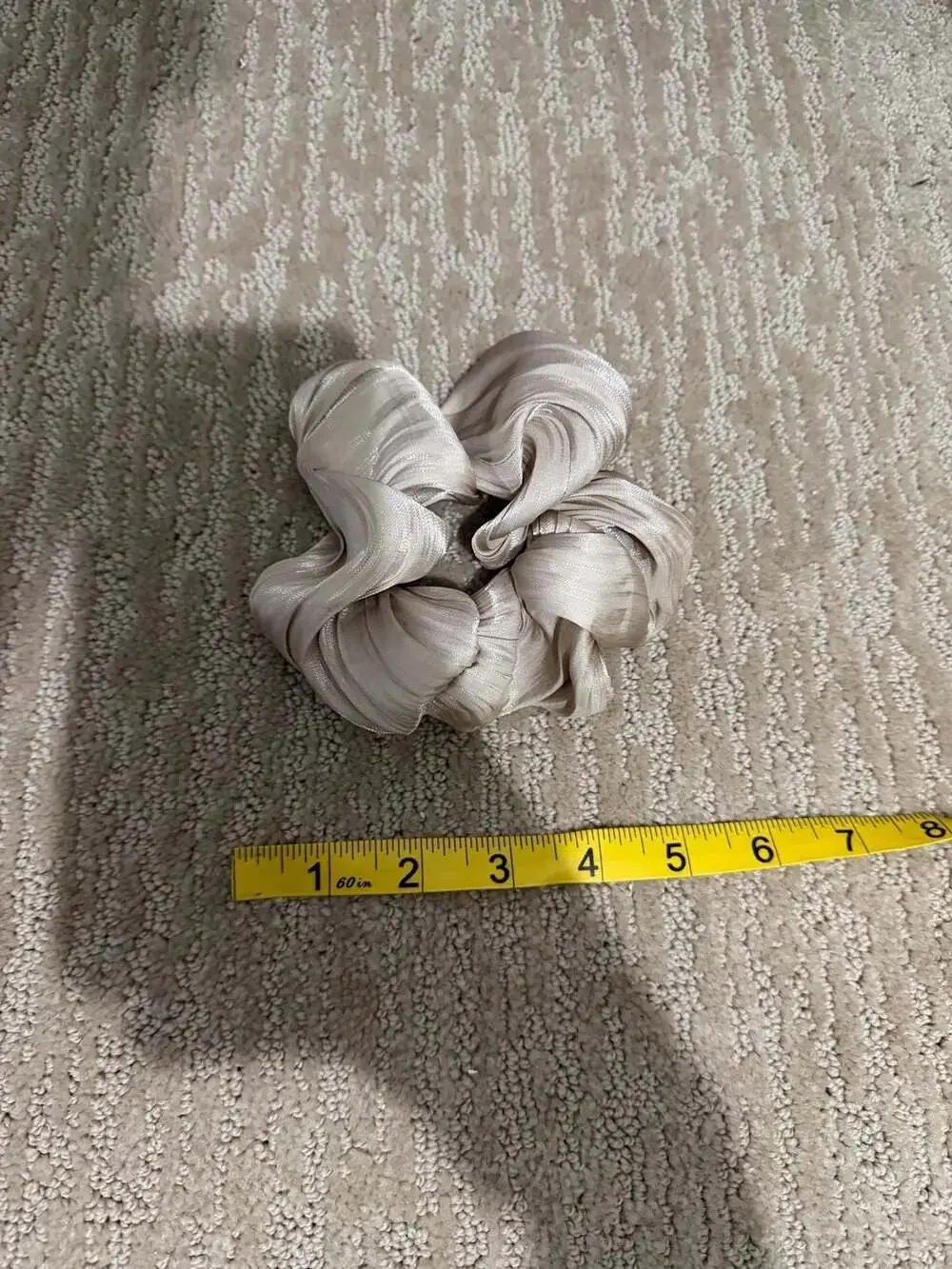 Kaxi Champagne Satin Pleated Scrunchie
